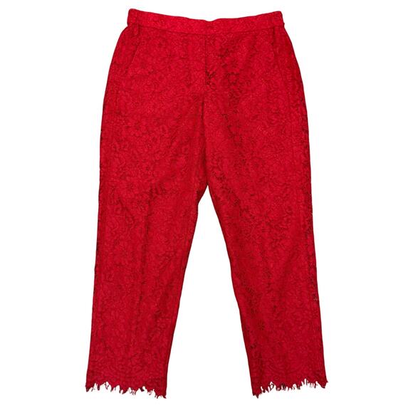 J.Crew Easy Pant in Lace Red Women’s Size 8 Cropped - Picture 2 of 6